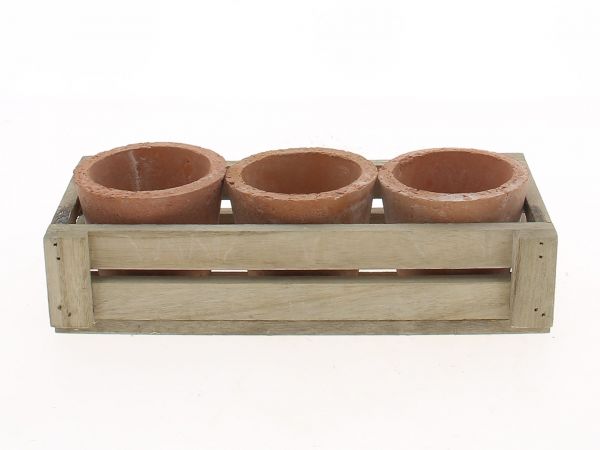 18TQ1016 BOIS 3 POTS TERRACOTTA