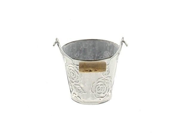 22NG1036-B SEAU FLEUR ZINC BLANC