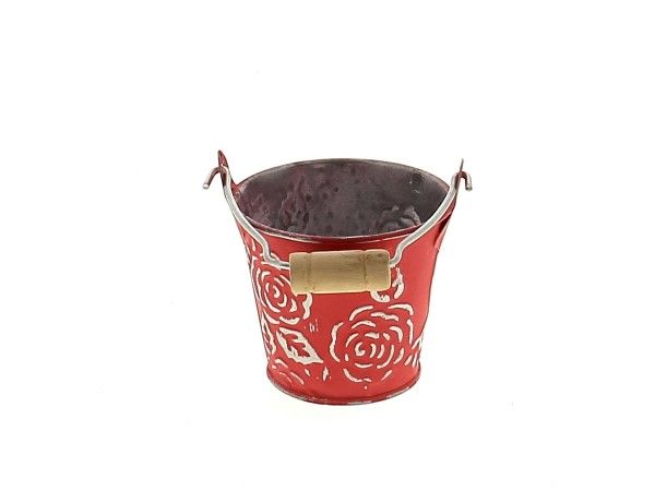 22NG1036-R SEAU FLEUR ZINC ROUGE