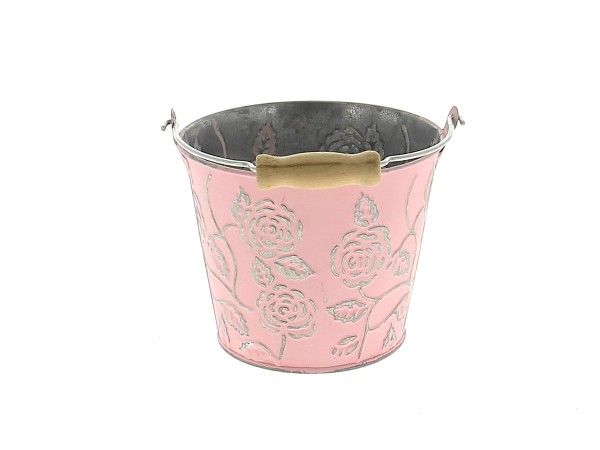 22NG1038-PK SEAU FLEUR ZINC ROSE