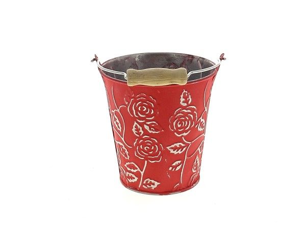 22NG1037-R SEAU ZINC FLEUR ROUGE