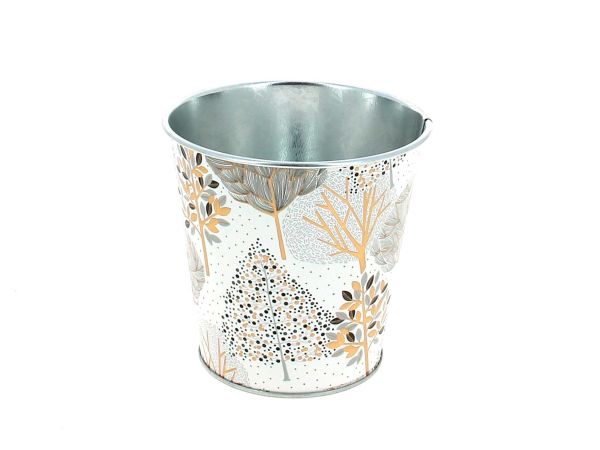 24HC2032-WH CACHE-POT FORET BLANC DORE