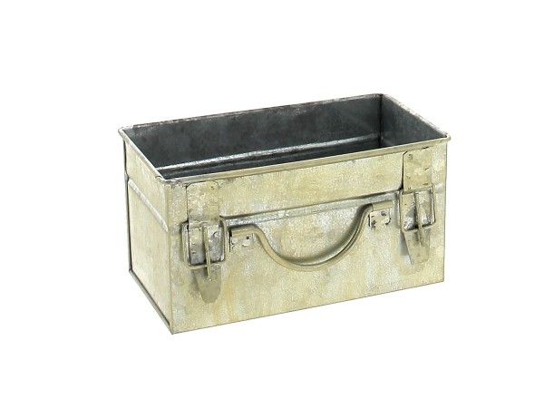 22NG2264-ANT VALISE ZINC RECT ANTIQUE