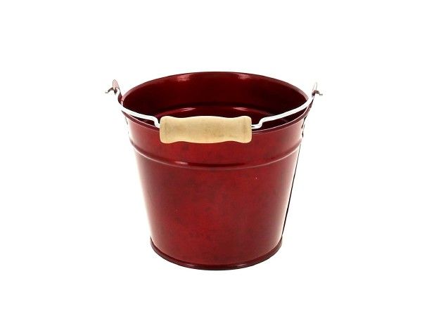 25NG2056-R ZINC SCEAU ROUGE POIGNEE BOIS