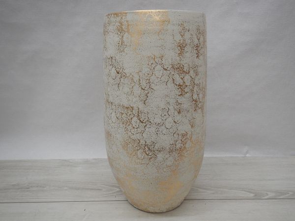 16RIC2062-GD VASE BEIGE FEUILLE OR